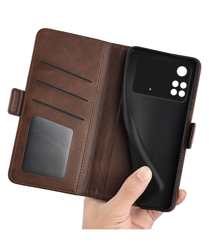 Étui Poco M4 Pro 4G portefeuille revêtement simili cuir mat