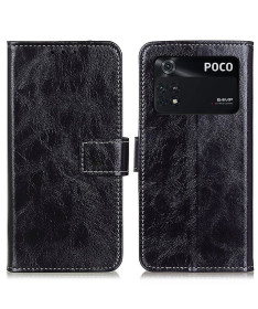 Housse Poco M4 Pro effet cuir luxueux coutures