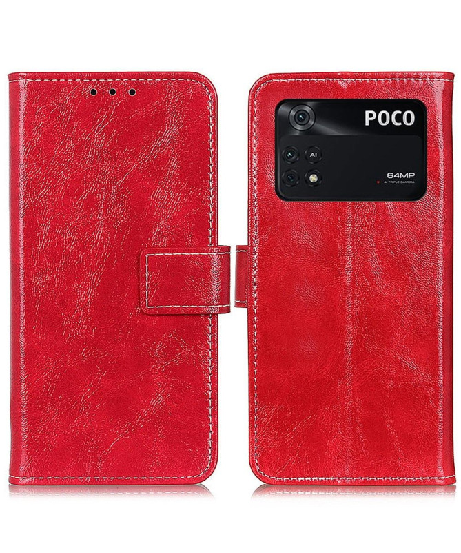 Housse Poco M4 Pro effet cuir luxueux coutures