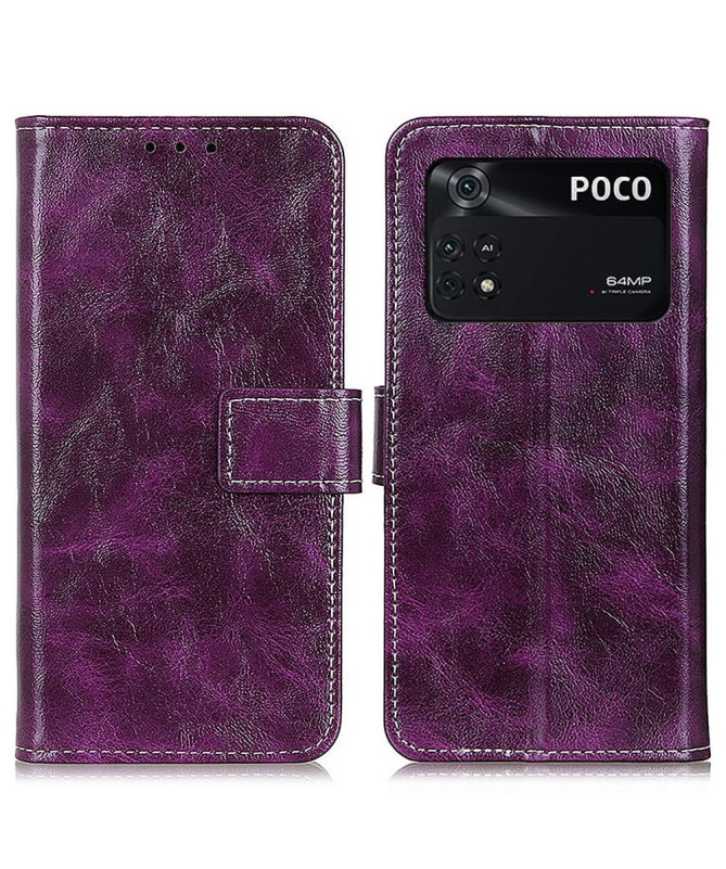 Housse Poco M4 Pro effet cuir luxueux coutures