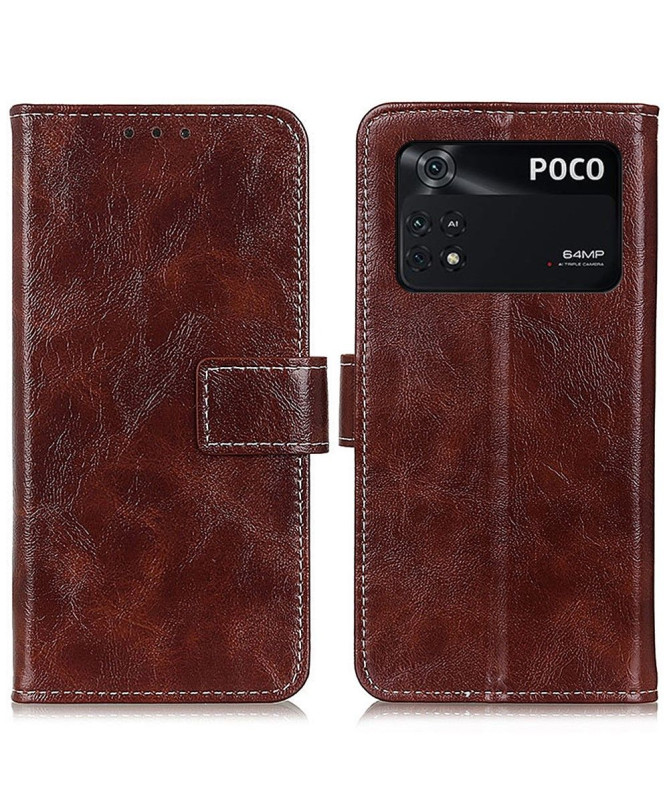 Housse Poco M4 Pro effet cuir luxueux coutures