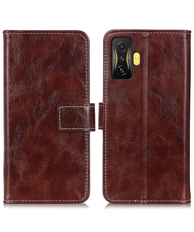 Housse Poco F4 GT effet cuir luxueux coutures