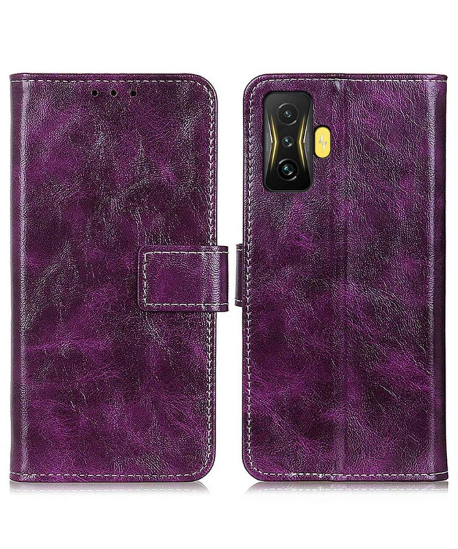 Housse Poco F4 GT effet cuir luxueux coutures