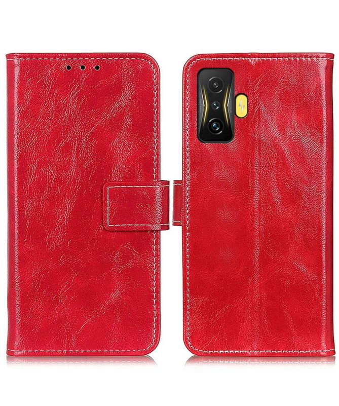 Housse Poco F4 GT effet cuir luxueux coutures