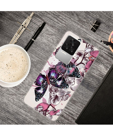 Coque Poco F4 Papillons et fleurs