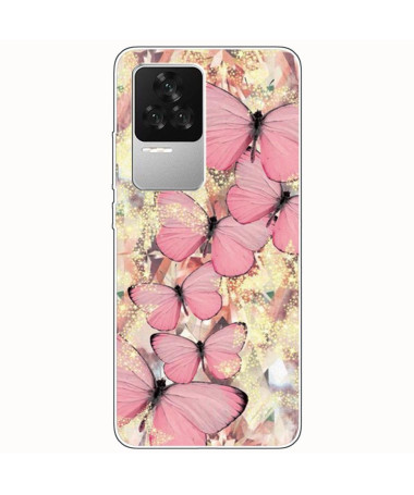 Coque Poco F4 Papillons Roses