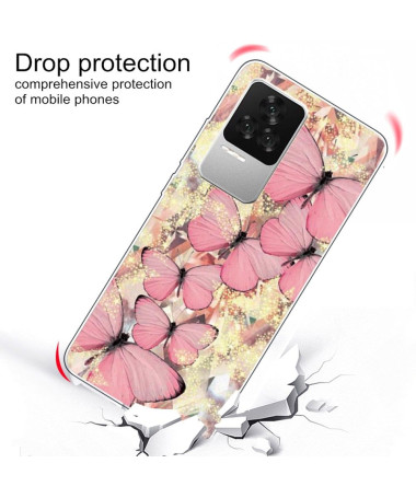 Coque Poco F4 Papillons Roses