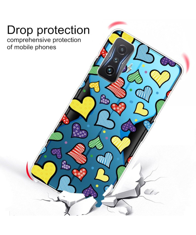 Coque Poco F4 GT Coeurs Colorés