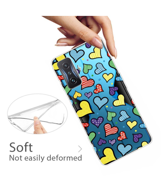 Coque Poco F4 GT Coeurs Colorés