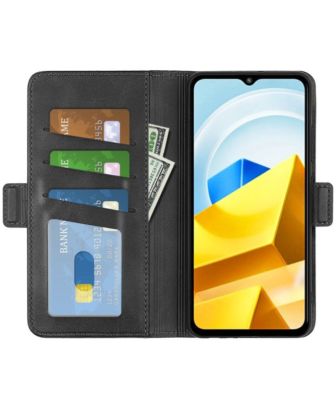 Étui Poco M5 portefeuille revêtement simili cuir mat