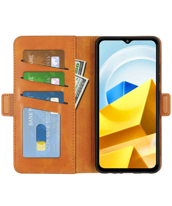 Étui Poco M5 portefeuille revêtement simili cuir mat