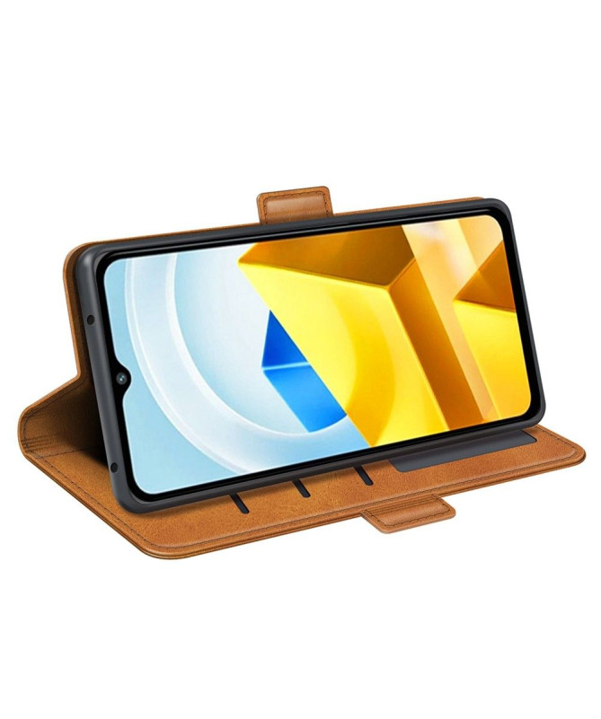 Étui Poco M5 portefeuille revêtement simili cuir mat