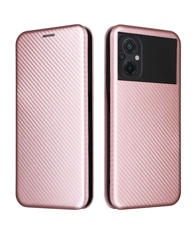 Housse Poco M5 simili cuir fibre de carbone