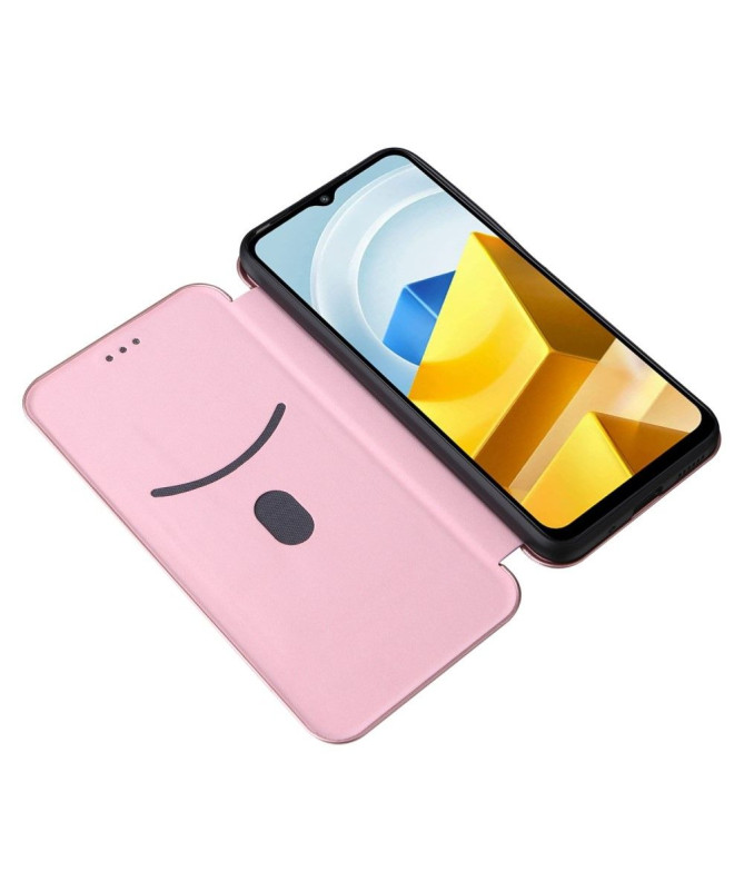 Housse Poco M5 simili cuir fibre de carbone