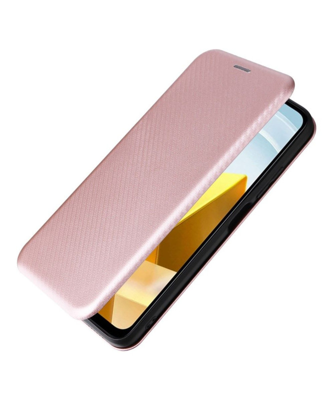Housse Poco M5 simili cuir fibre de carbone