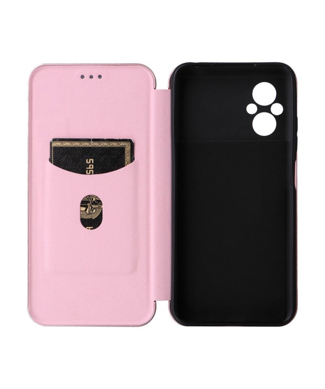 Housse Poco M5 simili cuir fibre de carbone