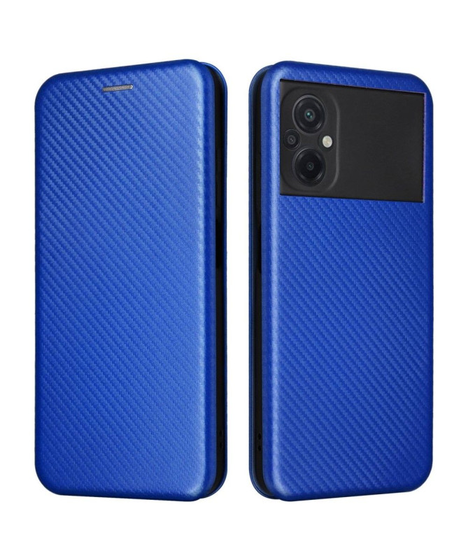 Housse Poco M5 simili cuir fibre de carbone