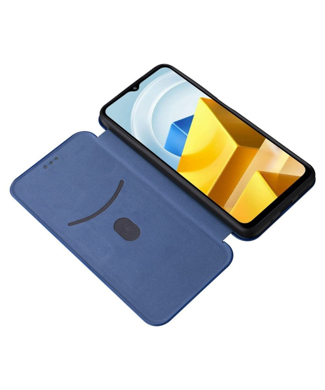 Housse Poco M5 simili cuir fibre de carbone