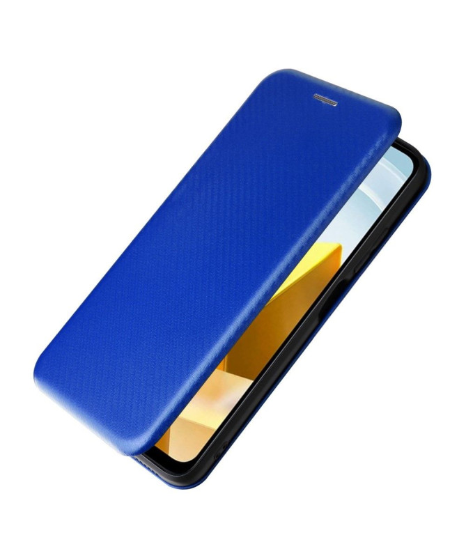 Housse Poco M5 simili cuir fibre de carbone
