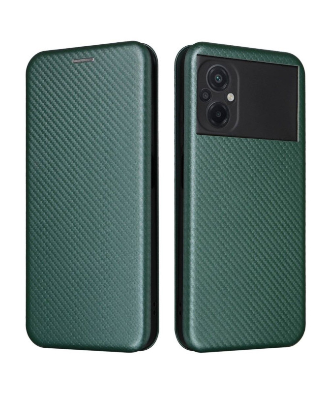 Housse Poco M5 simili cuir fibre de carbone