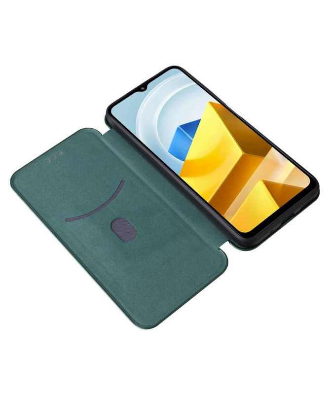 Housse Poco M5 simili cuir fibre de carbone