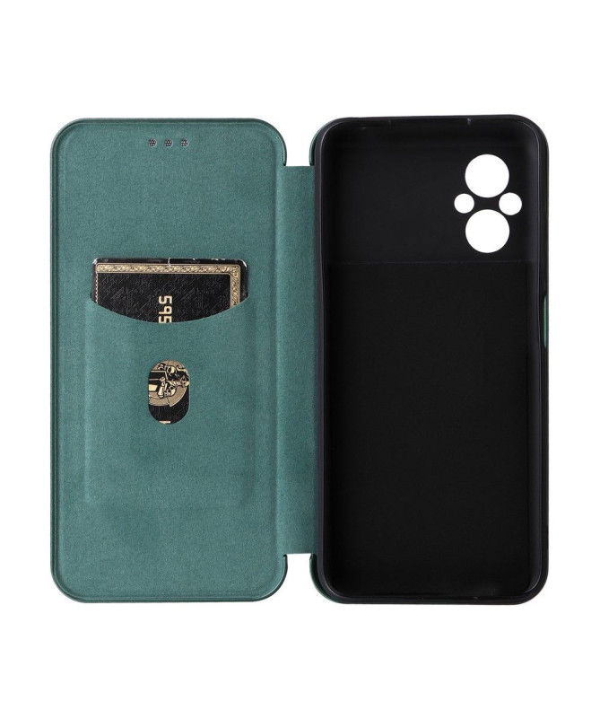 Housse Poco M5 simili cuir fibre de carbone