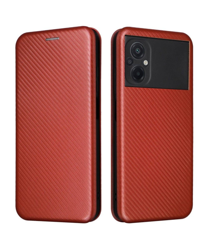 Housse Poco M5 simili cuir fibre de carbone