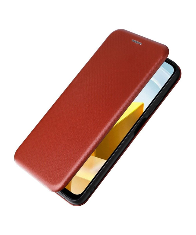 Housse Poco M5 simili cuir fibre de carbone