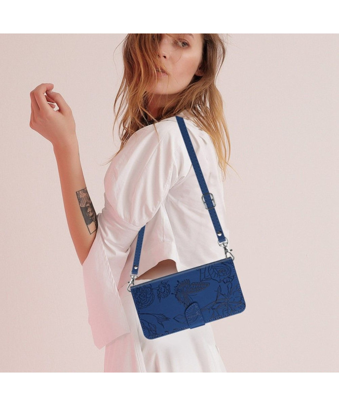 Housse Xiaomi Poco M5 Illustration Papillon et Fleurs à Sangle