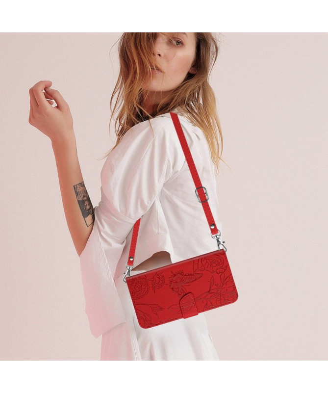 Housse Xiaomi Poco M5 Illustration Papillon et Fleurs à Sangle