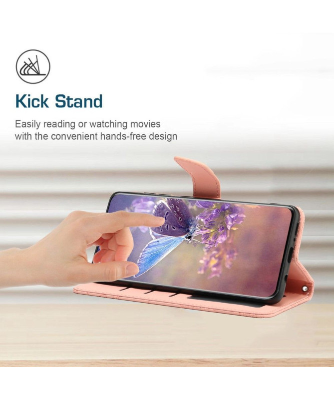 Housse Xiaomi Poco M5 Illustration Papillon et Fleurs à Sangle