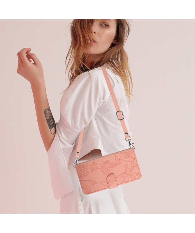 Housse Xiaomi Poco M5 Illustration Papillon et Fleurs à Sangle