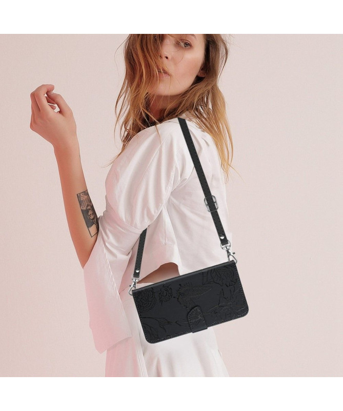 Housse Xiaomi Poco M5 Illustration Papillon et Fleurs à Sangle