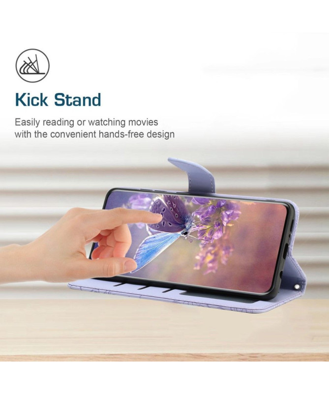 Housse Xiaomi Poco M5 Illustration Papillon et Fleurs à Sangle