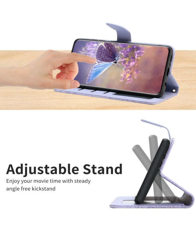 Housse Xiaomi Poco M5 Illustration Papillon et Fleurs à Sangle