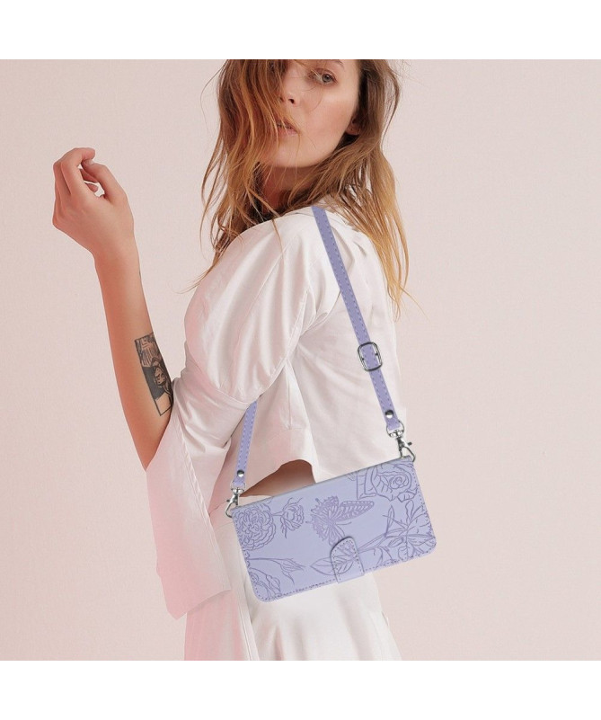 Housse Xiaomi Poco M5 Illustration Papillon et Fleurs à Sangle