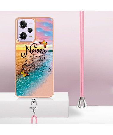 Coque Xiaomi Redmi Note 12 Pro/Poco X5 Pro 5G à cordon Never Stop Dreaming