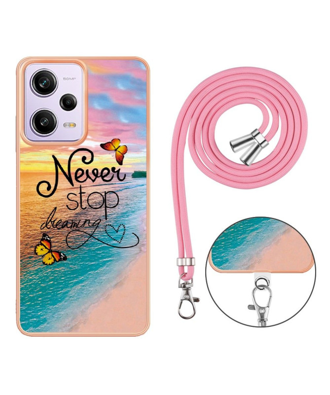 Coque Xiaomi Redmi Note 12 Pro/Poco X5 Pro 5G à cordon Never Stop Dreaming