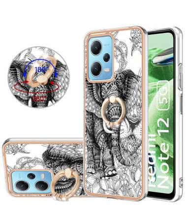 Coque Xiaomi Redmi Note 12 5G / Poco X5 5G Mandala Éléphant avec Support Anneau