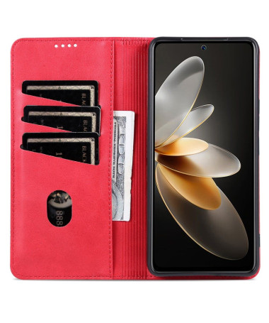 Poco X6 Pro - Housse AZNS Rabat Porte-Cartes Rouge - photo 9
