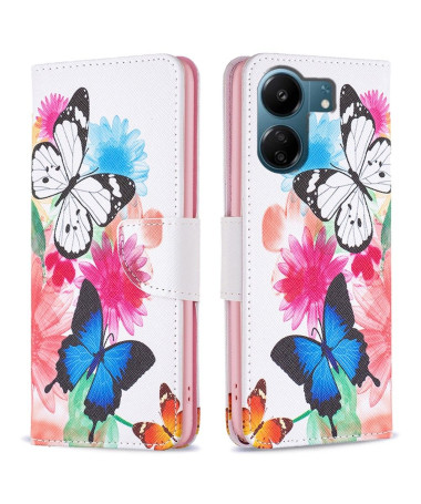 Housse Xiaomi Redmi 13C / Poco C65 papillons et fleurs colorées