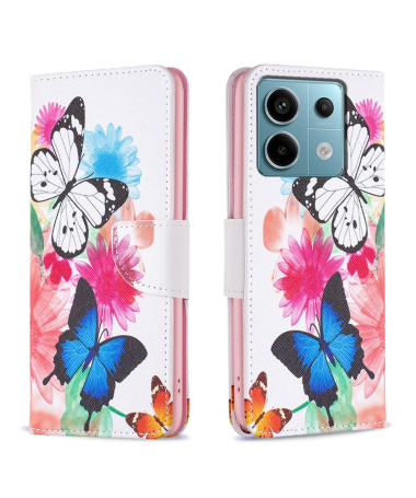 Housse Xiaomi Redmi Note 13 Pro 5G / Poco X6 papillons et fleurs colorées