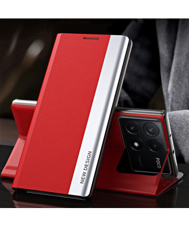 Poco X6 Pro - Etui Business effet cuir Magnet Rouge - photo 13
