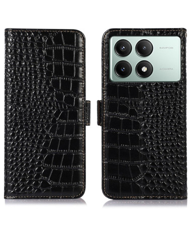 Housse Poco X6 Pro Cuir véritable aspect croco