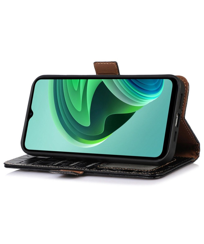 Housse Poco X6 Pro Cuir véritable aspect croco