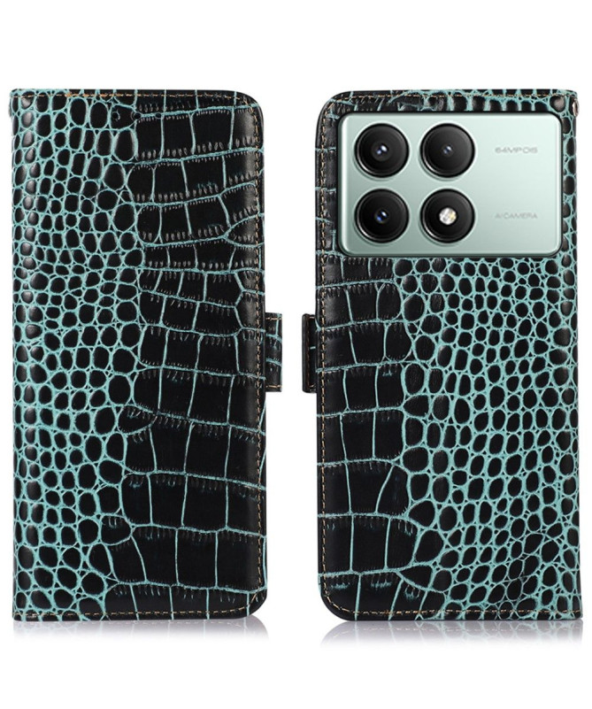 Housse Poco X6 Pro Cuir véritable aspect croco