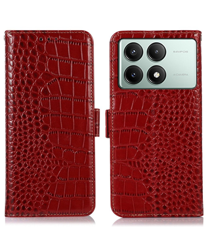 Housse Poco X6 Pro Cuir véritable aspect croco