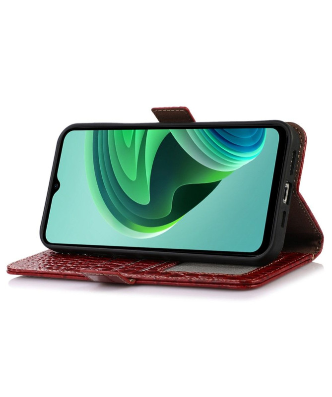 Housse Poco X6 Pro Cuir véritable aspect croco