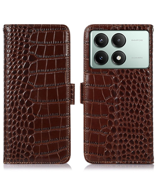 Housse Poco X6 Pro Cuir véritable aspect croco