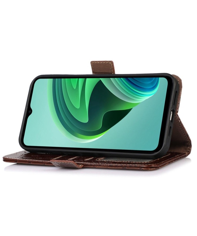 Housse Poco X6 Pro Cuir véritable aspect croco